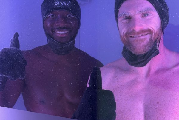 Clients using the cryo chamber at Brysk Manchester