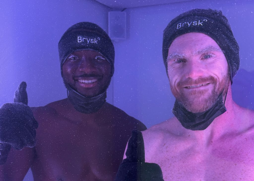 Clients using the cryo chamber at Brysk Manchester