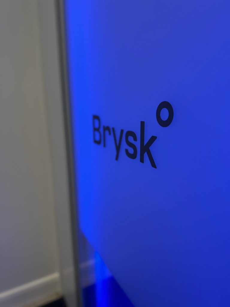 Brysk branding on cryotherapy chamber door