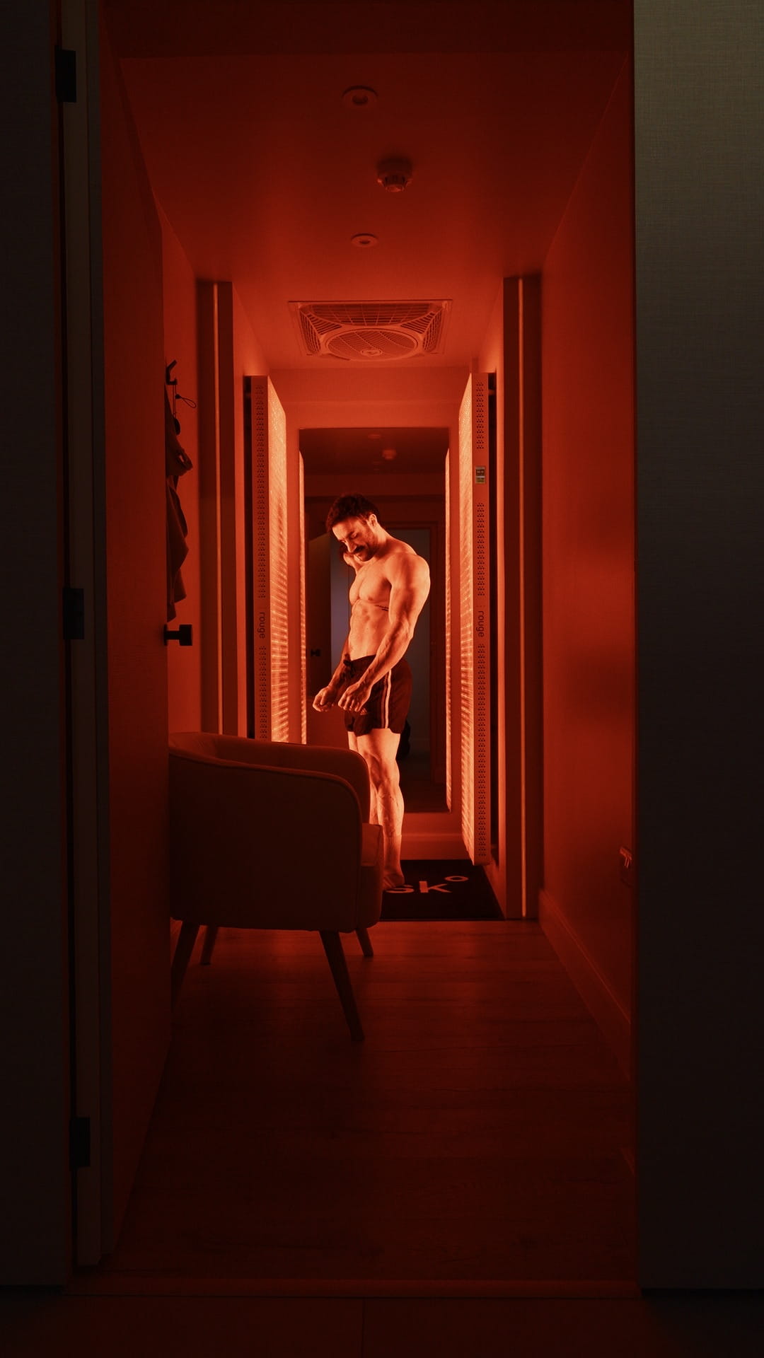 Whole body red light therapy room at Brysk recovery studio